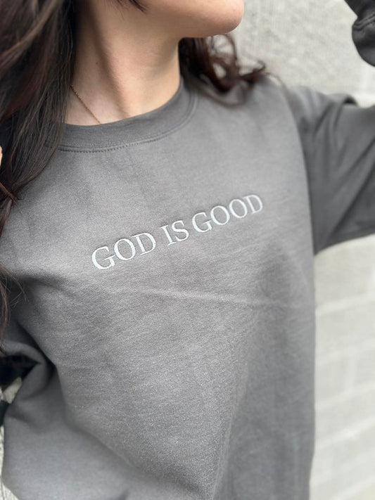 God Is Good Embroidered Sweatshirt Curve