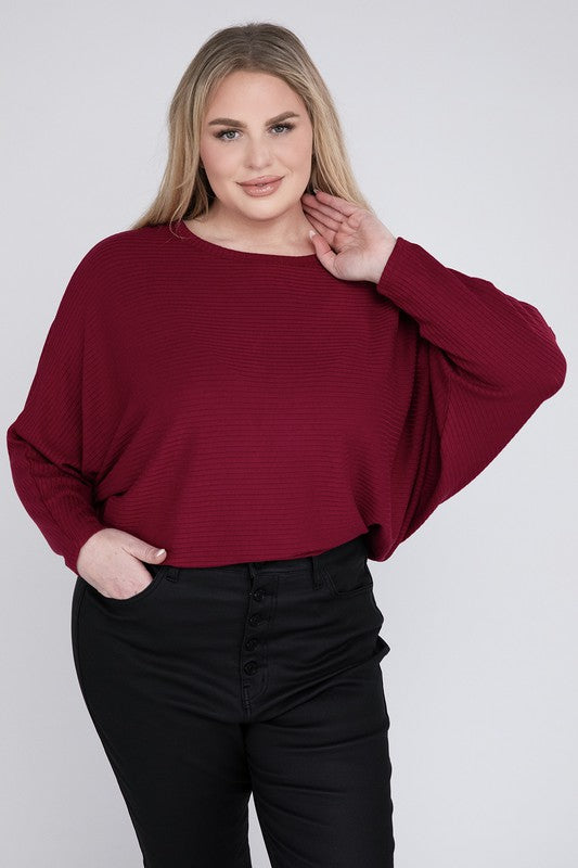 Ribbed Long Sleeve Curve Top